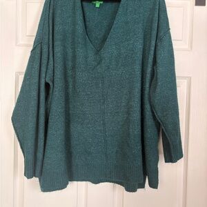 dip Teal V-Neck Women's Sweater
